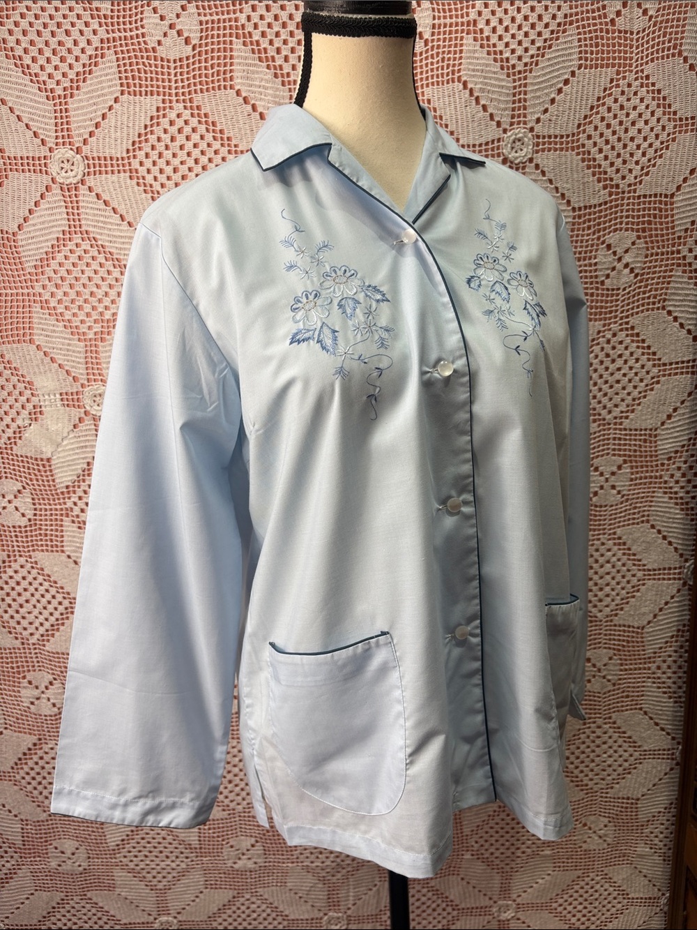 Vintage Baby Blue Embroidered Top